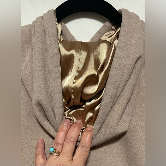 Jordan Flight Satin Lined Oversized Hoodie Gold Accents Cotton Boxy Comfy Cozy - Picture 10 of 12